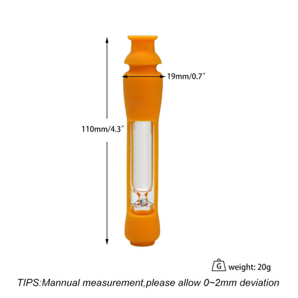 12MM Glass Taster with Silicone Skin Glass One Hitter Pipe Chillum - Image 2