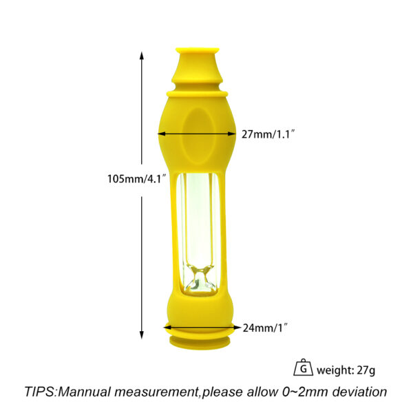 16MM Glass Taster with Silicone Skin Glass One Hitter Pipe Chillum - Image 2