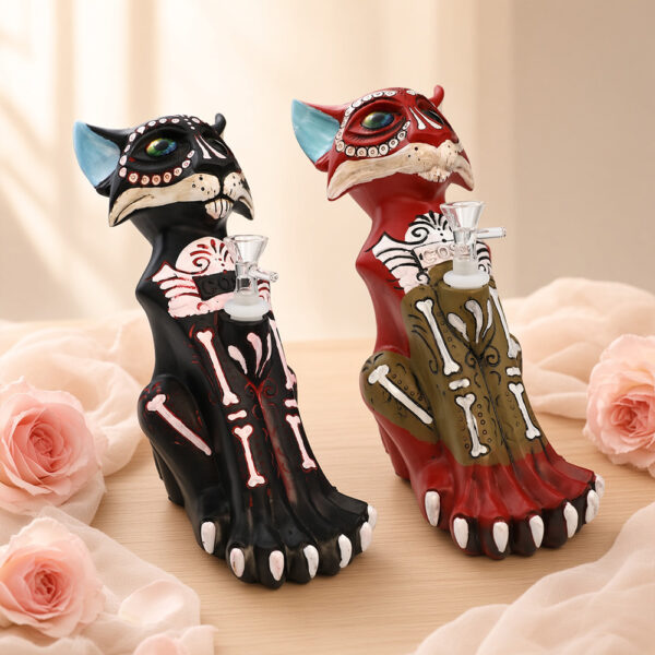 Cosy Molds 9.4" Resin Skull Cat Water Pipe
