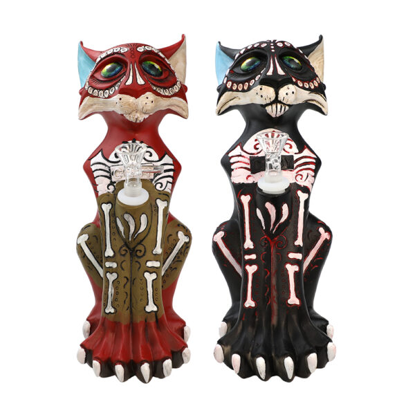 Cosy Molds 9.4" Resin Skull Cat Water Pipe - Image 8