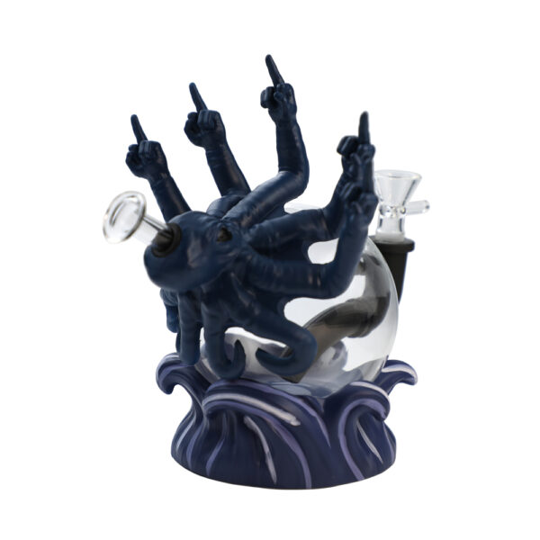 YHS Smoke 7.3" Vertical Middle Fingered Octopus Water Pipe - Image 4