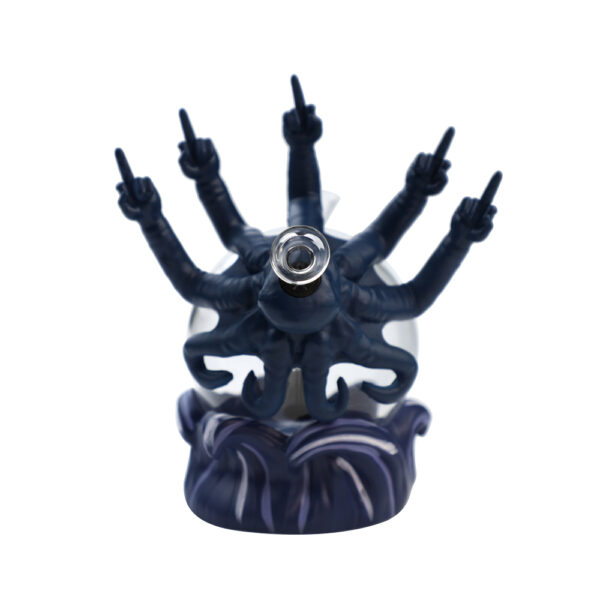 YHS Smoke 7.3" Vertical Middle Fingered Octopus Water Pipe - Image 3