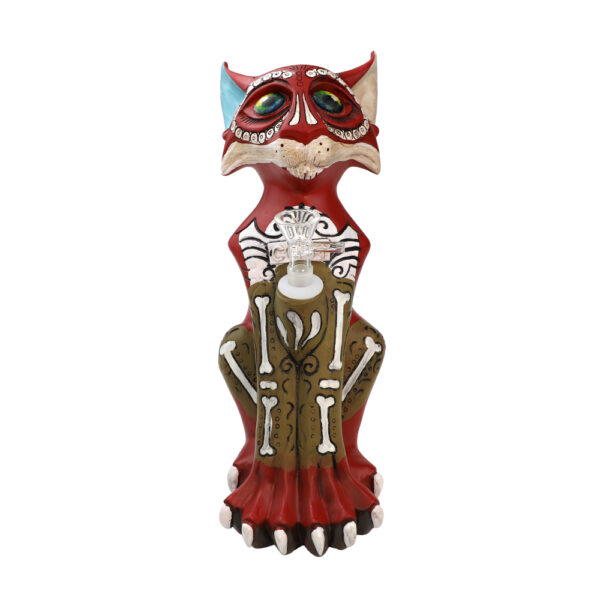 Cosy Molds 9.4" Resin Skull Cat Water Pipe - Image 4