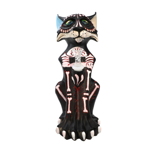 Cosy Molds 9.4" Resin Skull Cat Water Pipe - Image 3