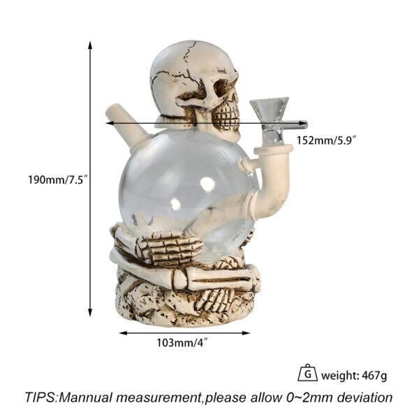 YHS Smoke 7.5" Resin Skull Ball Water Pipe - Image 5