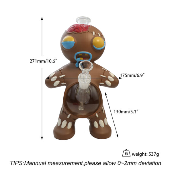 YHS Smoke 10.6" PVC Gingerbread Man Water Pipe - Image 6