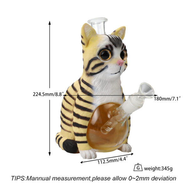 YHS Smoke  8.8" Tabby Cat Water Pipe [NEW] - Image 6
