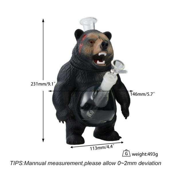 YHS Smoke 9.1"  Black Bear Water Pipe - Image 7