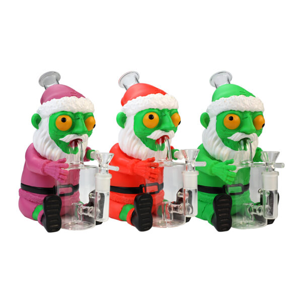 YHS Smoke 9.2" Christmas PVC Zombie Santa Claus Water Pipe
