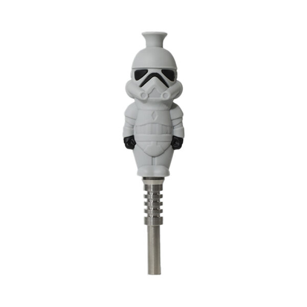 YHS Smoke 5.7"White Soldier Nectar Collector With Titanium Nail