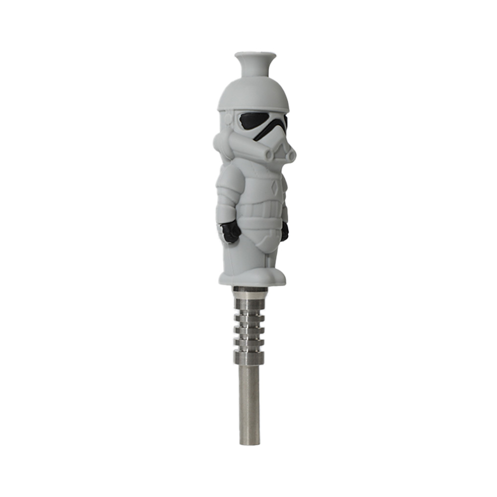 YHS Smoke 5.7"White Soldier Nectar Collector With Titanium Nail - Image 2